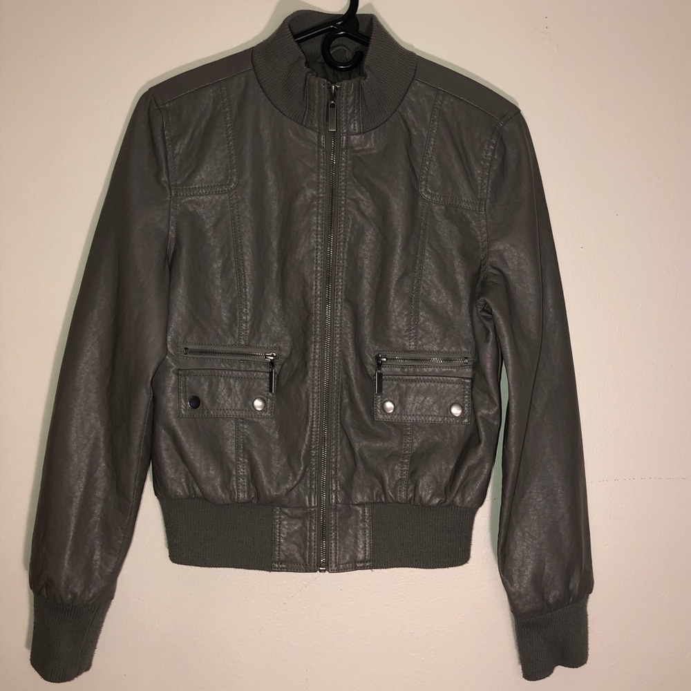 Paris Blues Women’s Grey Leather Jacket Size L